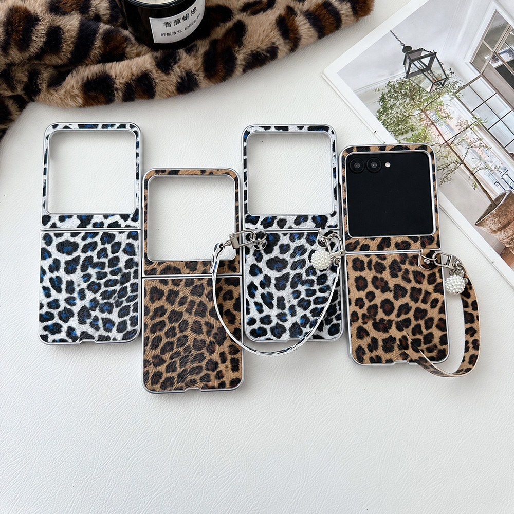 Men'S Accessories Fashion - Luipaardprint Opvouwbare Flip Telefoonhoes Voor Motorola