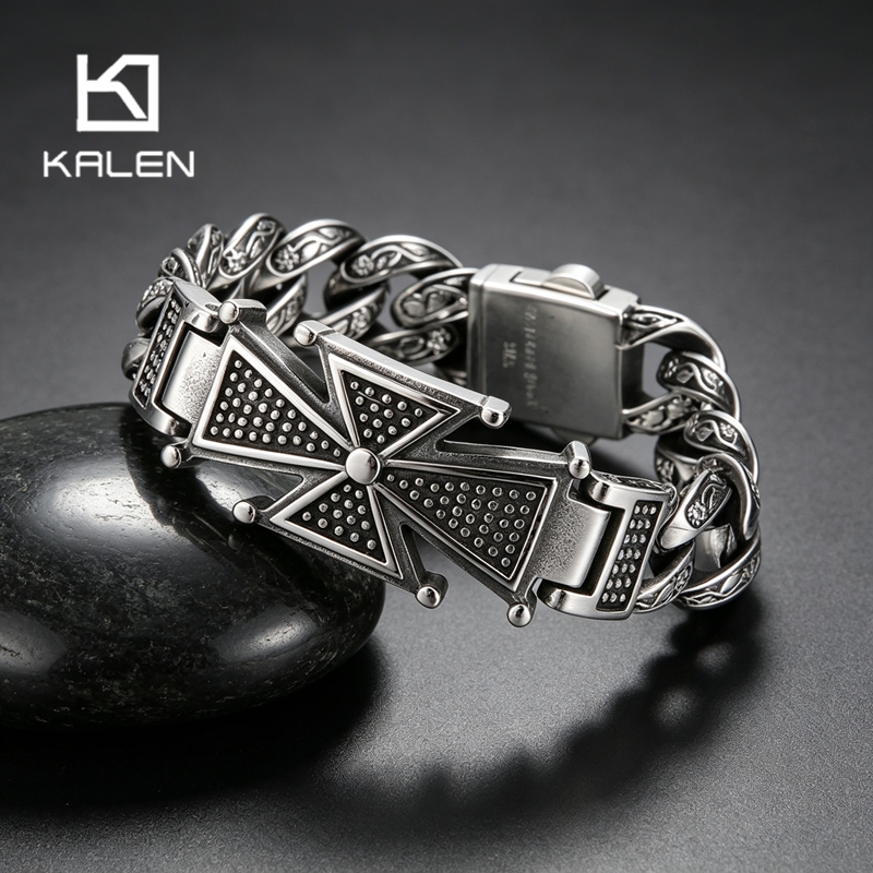 Men Accessories Bd - Kalen Vintage RVS IJzeren Kruis Armband