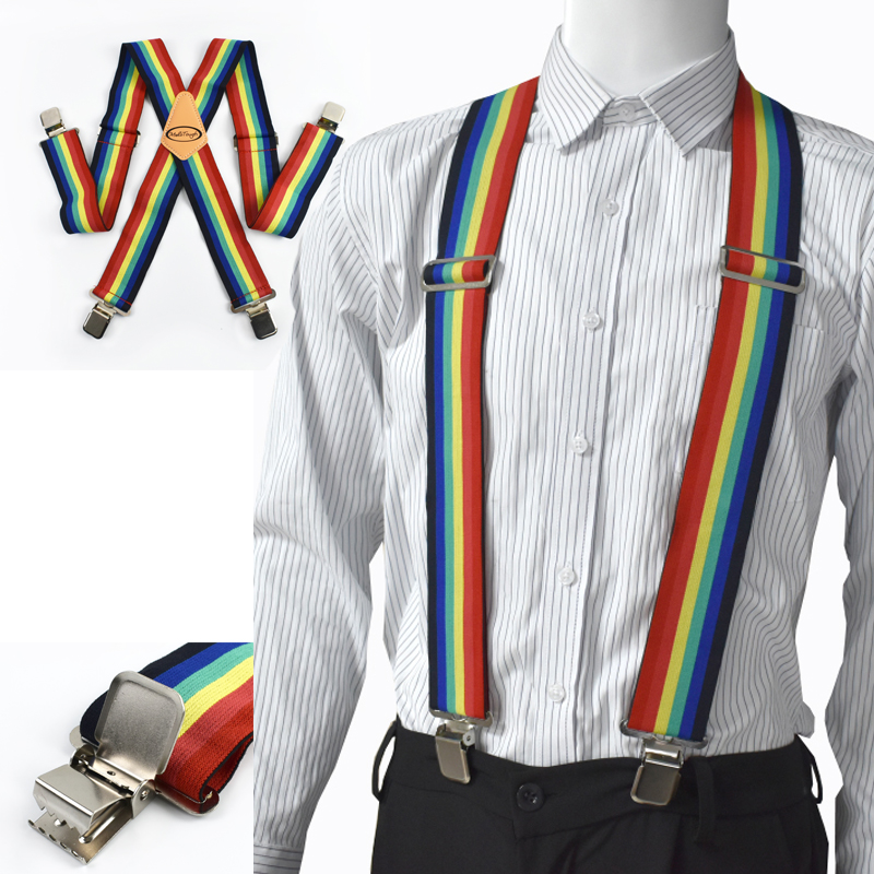 Men'S Accessories Types - 1Pc 5cm Brede Regenboog heren Bretels