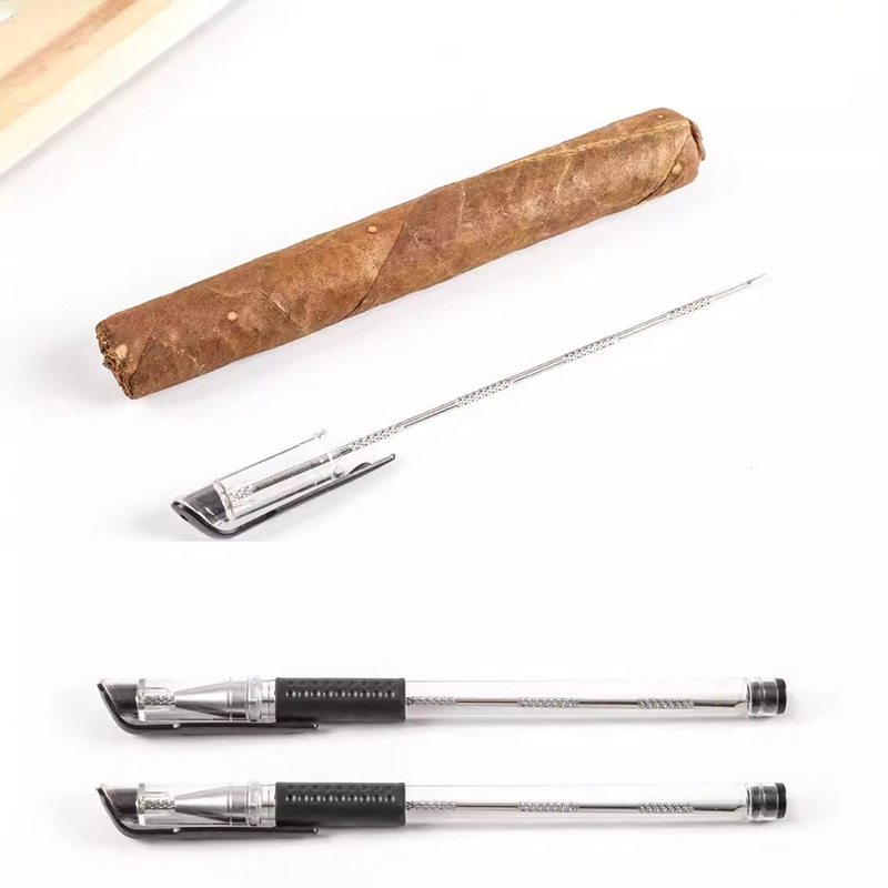 Men Accessories Drawing - Premium roestvrijstalen sigarenprikkert met naald, draagbaar
