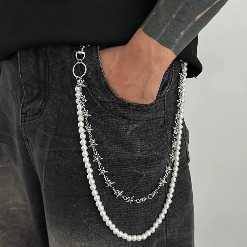Men'S Accessories For Jeans - Salircon Vintage Punk Metal Pentagram Broek