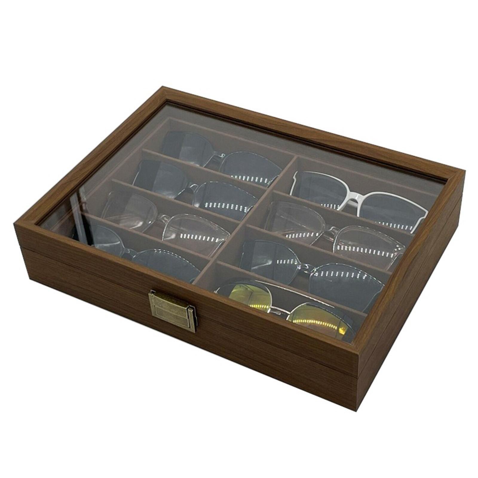Men Accessories Drawing - Houten zonnebrilopbergdoos 8 vakjes Draagbaar met