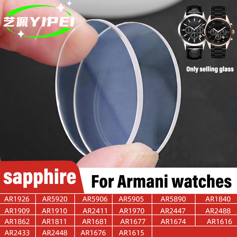 Men'S Accessories Armani - Platte Saffier Glas Horloge Kristal Voor