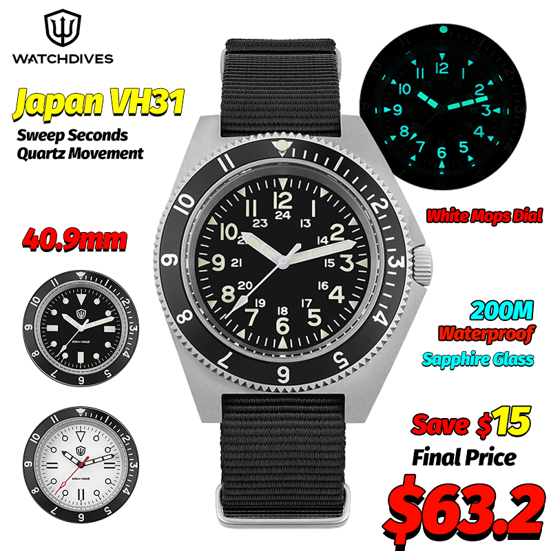 Men Accessories Jewellery - Watchdives WD1972 Quartz Horloge Saffier Lichtgevende