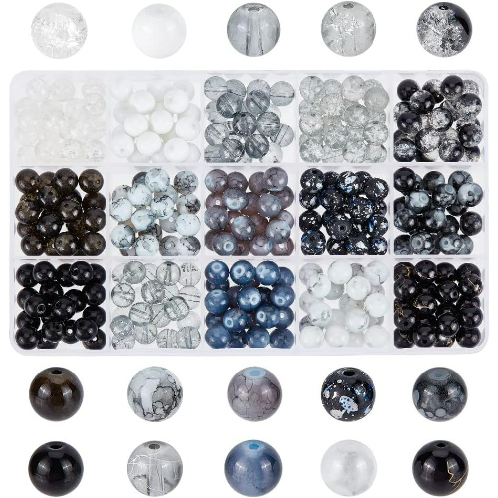 Men Accessories Jewellery - 300 stks 8mm Zwart Glaskralen 15