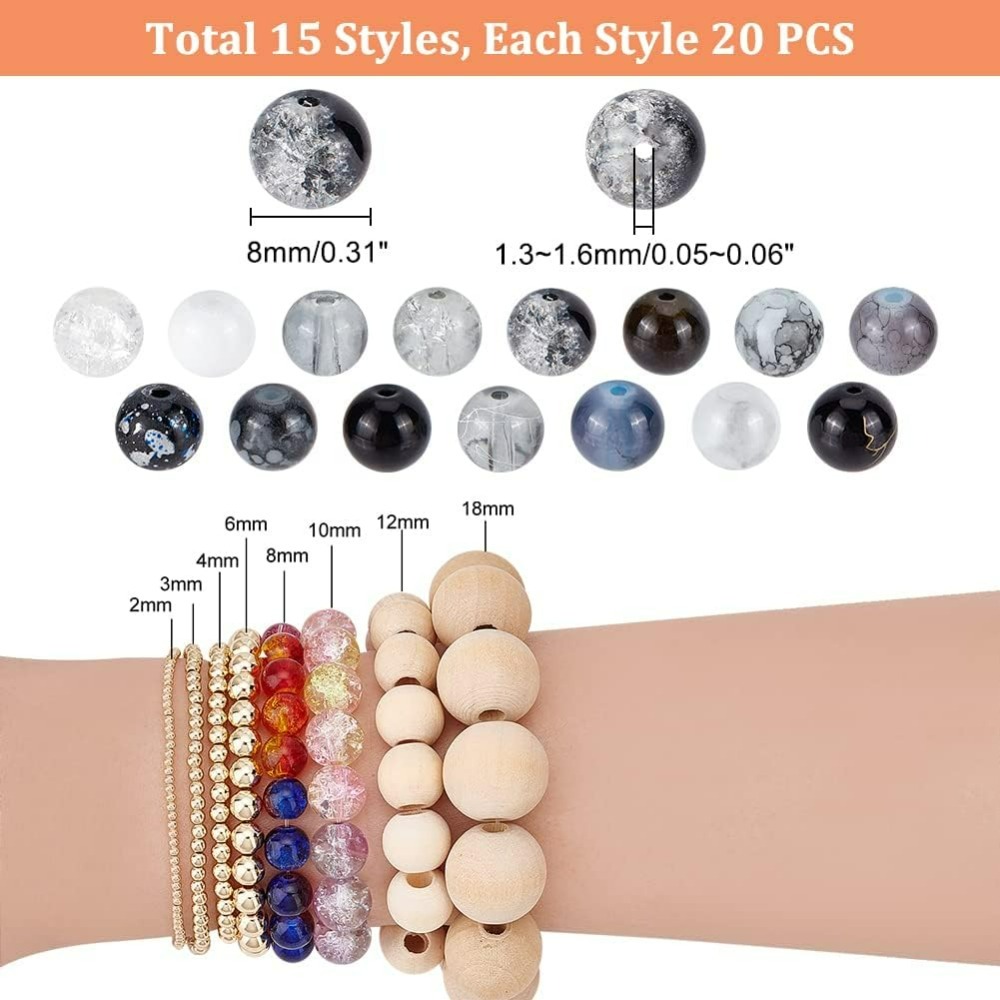 300 stks 8mm Zwart Glaskralen  - Men Accessories Jewellery recensie en prijs